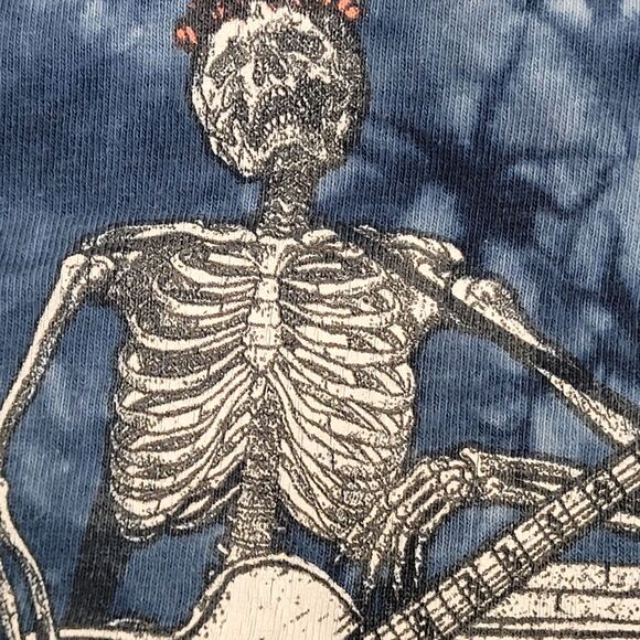 Skelton Skull Rocker Shirt Womens Large 21x26 Blue - Picture 9 of 13